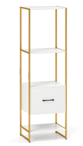 lot 480 image: 5-Tier Narrow Bookcase with 4 Open Shelves and Storage Drawer