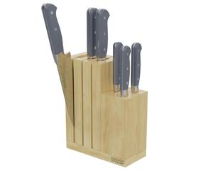 lot 482 image: Chicago Cutlery Halsted (7-PC) Steak Knives & Wooden Block Set, Ergonomic Handles and Sharp Stainless Steel Professional Chef Cutlery Set