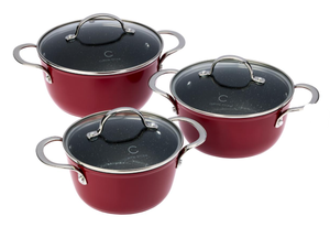 lot 483 image: Curtis Stone 6-piece Dura-Pan Nesting Saucepan Set