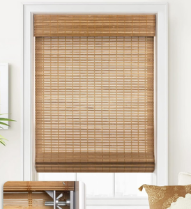 lot 487 image: LazBlinds No Tools No Drill Cordless Bamboo Roman Shades, Light Filtering Window Treatment, Roll Up Bamboo Blinds for Window 36 W x 64 H,