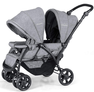 lot 20 image: BABY JOY Double Stroller, Foldable Lightweight Twin Stroller with Tandem Seating, Double Stroller Newborn and Toddler
