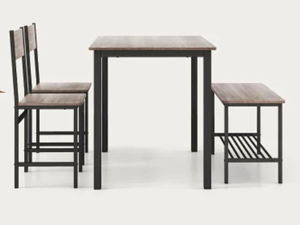 lot 27 image: Giantex 4-Piece Dining Table & Bench & 2 Chair Set Space-Saving Kitchen Set,Grey