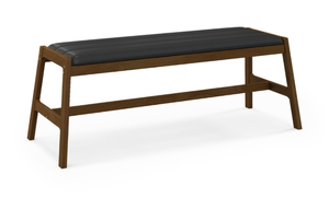 lot 214 image: Costway 127cm rubberwood bench with faux leather seat cushion, dining room bench, upholstered bench, walnut
