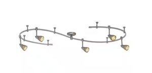 lot 249 image: Hampton Bay 10 ft. 5-Light Brushed Steel Line-Voltage Flexible Track Light Kit with Mesh Shades