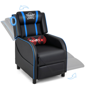 lot 401 image: Costway PU Leather Massage Gaming Recliner Chair with Side Pockets 25 x 34 x 41
