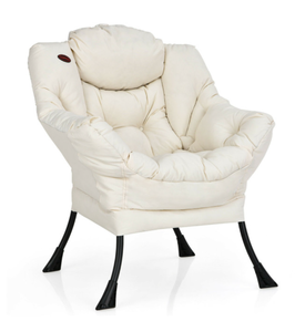 lot 406 image: Costway Modern Polyester Fabric Lazy Chair with Steel Frame and Side Pocket 31.5 x 29 x 38 (L x W x H)