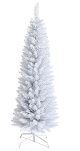 lot 414 image: Costway 5-ft Pencil White Artificial Christmas Tree