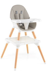 lot 421 image: Costway 5-In-1 Baby Wooden Convertible High Chair -Gray (USED)