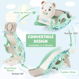 lot 425 image: Costway 4-in-1 Slide Rocking Toy with Basketball Hoop