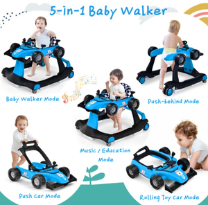 lot 436 image: Costway 5-In-1 Baby Walker With Adjustable Height And Speed For Boys Girls 6-18 Months