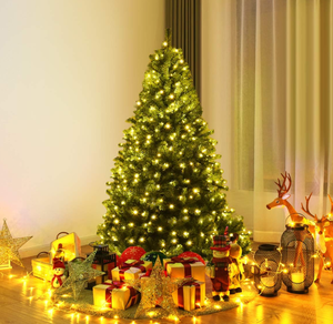 lot 218 image: Goplus 5FT Pre-Lit Artificial Christmas Tree Auto-SpreadClose up Branches 11 Flash Modes with Multicolored 150 LED Lights & Metal Stand