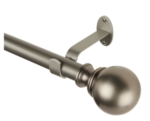 lot 233 image: Elrene Cordelia 1 Window Drapery Single Curtain Rod with Globe Ball Finial - Elrene Home Fashions, 48-86 adjustable rod.