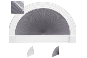 lot 234 image: SEEYE Arch Window Blackout Shades, Pleated Fabric Blind (Radius 36) Half Circle Cellular Cordless Semicircular Blinds with No Tools, Half-Round Shade Easy to Cut and Install, Dark Gray-White