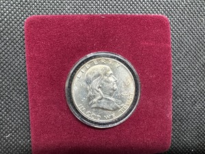 lot 86 image: 1952-D Brilliant Uncirculated Silver Franklin Half Dollar