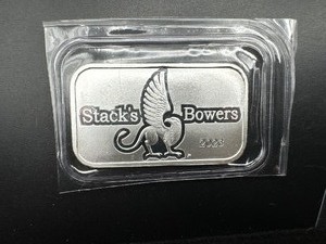 lot 73 image: 2023 BU Stacks & Bowers 1 Oz. Silver Bar