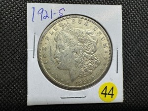 lot 44 image: 1921-S Morgan Silver Dollar