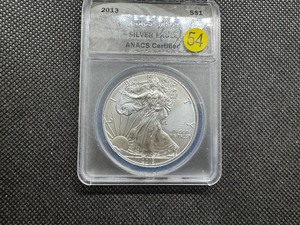 lot 54 image: 2013 1 Oz. Silver American Eagle ANACS MS69