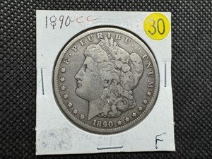 lot 30 image: Semi Key Date 1890-CC Morgan Silver Dollar Marked F When Purchased