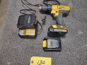 lot 130 image: Dewalt 20 Volt Drill, (3) Batteries...