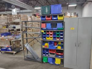 lot 241 image: (2) Shelf Units with Poly Bins...