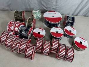 lot 67 image: 22 New Rolls of Holiday Decor Ribbon