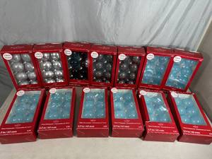 lot 72 image: 13 New Boxes of Glass Christmas Ornament Balls - $130 retail