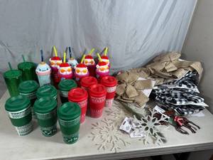 lot 96 image: New Christmas Cups, Tumblers, Bows, and More