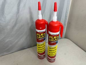 lot 112 image: 2 Cans of Flex Caulk with Trigger Flow Nozzle - White