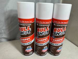 lot 159 image: 3 New Cans of Horsepower Bullshot Carpet Spot and Stain Remover