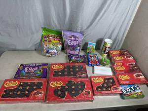 lot 167 image: Assorted Candy, Chocolate Cherries, Dots, Fruit Chews, Tootsie Roll Eggs, and More