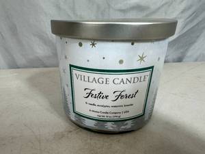 lot 188 image: New Village Candle 3 Wick Festive Forest Candle