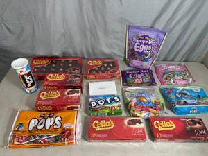 lot 190 image: Assorted Candy, Chocolate Cherries, Dots, Fruit Chews, Tootsie Roll Eggs, and More