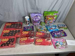 lot 219 image: Assorted Candy, Chocolate Cherries, Dots, Fruit Chews, Tootsie Roll Eggs, and More