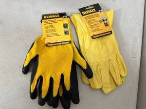 lot 237 image: New Dewalt Leather Gloves and Coated Gripper Work Gloves - Size XL