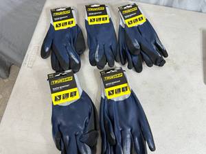 lot 273 image: 5 New Pairs of True Grip Water Resistant Work Gloves - Size XL