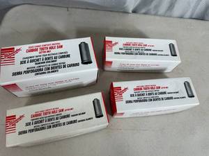 lot 285 image: 4 New Milwaukee Carbide Tooth Hole Saws - 4 Sizes