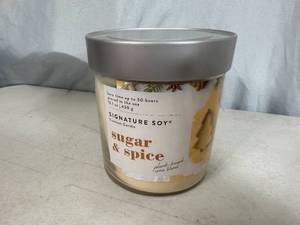 lot 316 image: New Signature Soy Plant Based Wax Blend 2 Wick Candle - Sugar & Spice