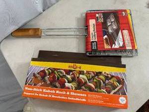 lot 329 image: New Mr. Bar-B-Q Kabob Rack with Skewers and Smores Grilling Basket