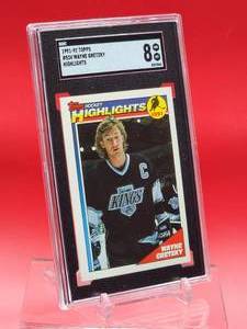 lot 171 image: 1991-92 Topps Hockey Wayne Gretzky Highlights Card #524 Near Mint-Mint SGC 8