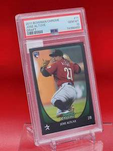 lot 134 image: 2011 Bowman Chrome Baseball Jose Altuve Rookie Card #11 Gem Mint PSA 10