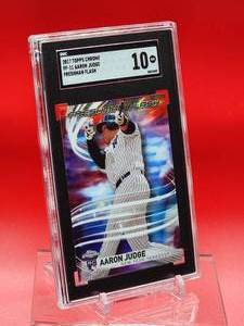 lot 151 image: 2017 Topps Chrome Aaron Judge Freshman Flash Rookie Card #FF-11 Gem Mint SGC 10