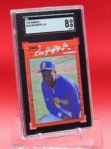 lot 135 image: 1990 Donruss Ken Griffey Jr Card #365 Near Mint-Mint SGC 8