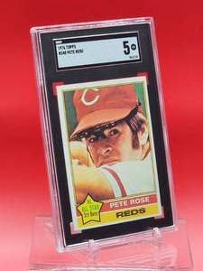 lot 132 image: 1976 Topps Baseball Pete Rose Card #240 Excellent SGC 5