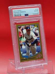 lot 141 image: 2013 Topps baseball Freddie Freeman Mini-Gold card #105 Excellent-Mint PSA 6
