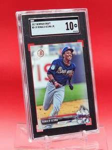 lot 128 image: 2017 Bowman Baseball Ronald Acuna Draft Rookie Card #BD-39 Gem Mint SGC 10