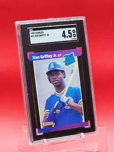 lot 188 image: 1989 Donruss baseball Ken Griffey Jr Rookie Card #33 Very Good-Excellent SGC 4.5