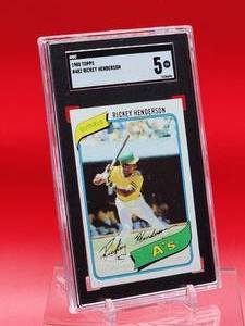 lot 180 image: 1980 Topps Baseball Rickey Henderson Rookie Card #482 Excellent SGC 5