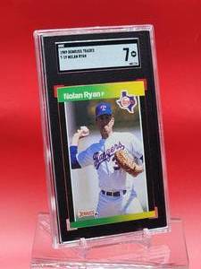 lot 91 image: 1987 Donruss Traded Baseball Nolan Ryan Card #T-19 Near Mint SGC 7