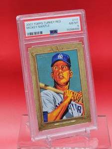 lot 117 image: 2007 Topps Baseball Mickey Mantle Turkey Red Card #117 Near Mint-Mint PSA 8