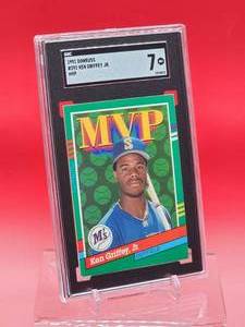 lot 97 image: 1991 Donruss Baseball Ken Griffey Jr MVP Card #392 Near Mint SGC 7